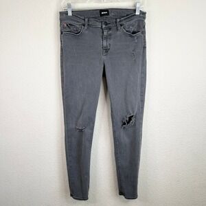 Hudson Krista Super Skinny Ankle Jeans Women's 29 Mid Rise Gray Stretch Distress
